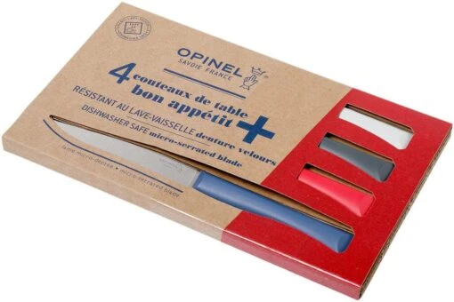 Opinel Bon Appetit+ Set De 4 Couteaux De Table, Primo, Lame Micro-dentée -Les Couteaux Soldes OP002048 02 opinel op002048 02